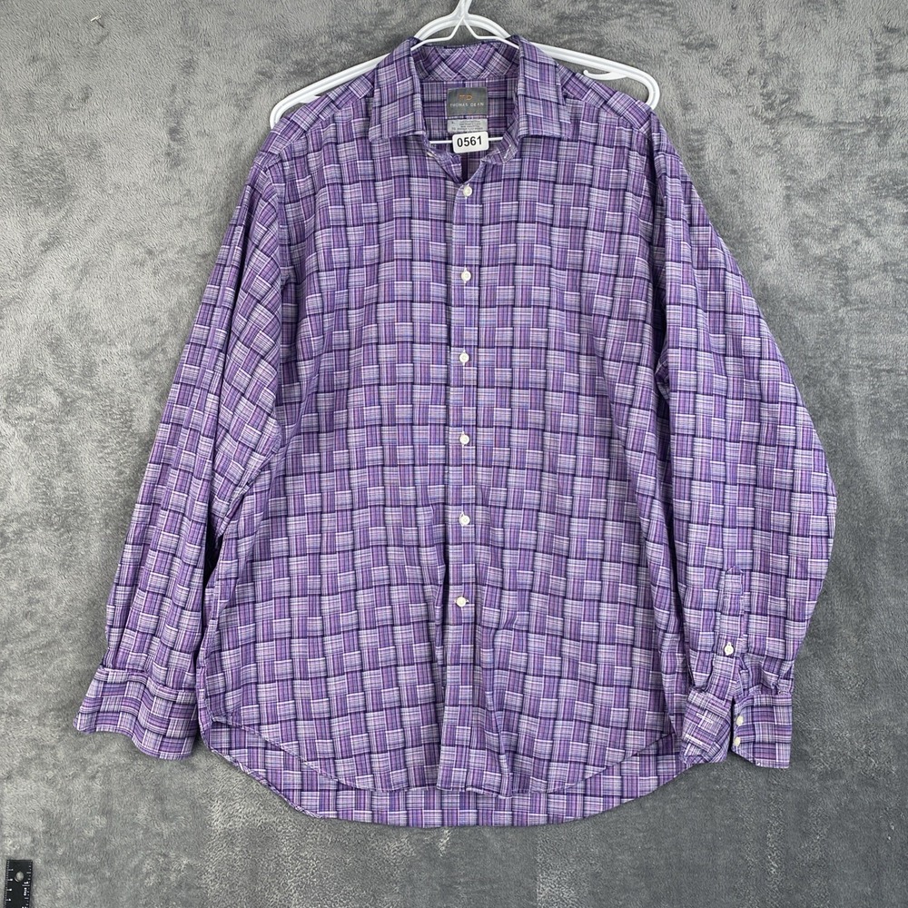Thomas Dean XL button up shirt purple basket weave cotton spring easter